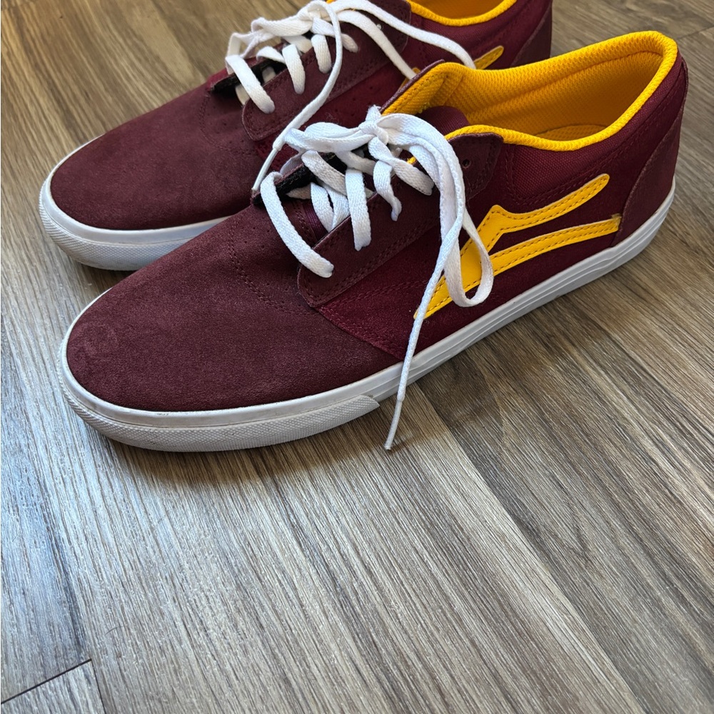 Red and Yellow Skate-Style Sneakers with Classic Design